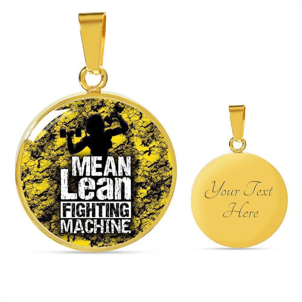 Fitness Gym Bodybuilder Motivation Mean Lean Fighting Machine Circle Necklace